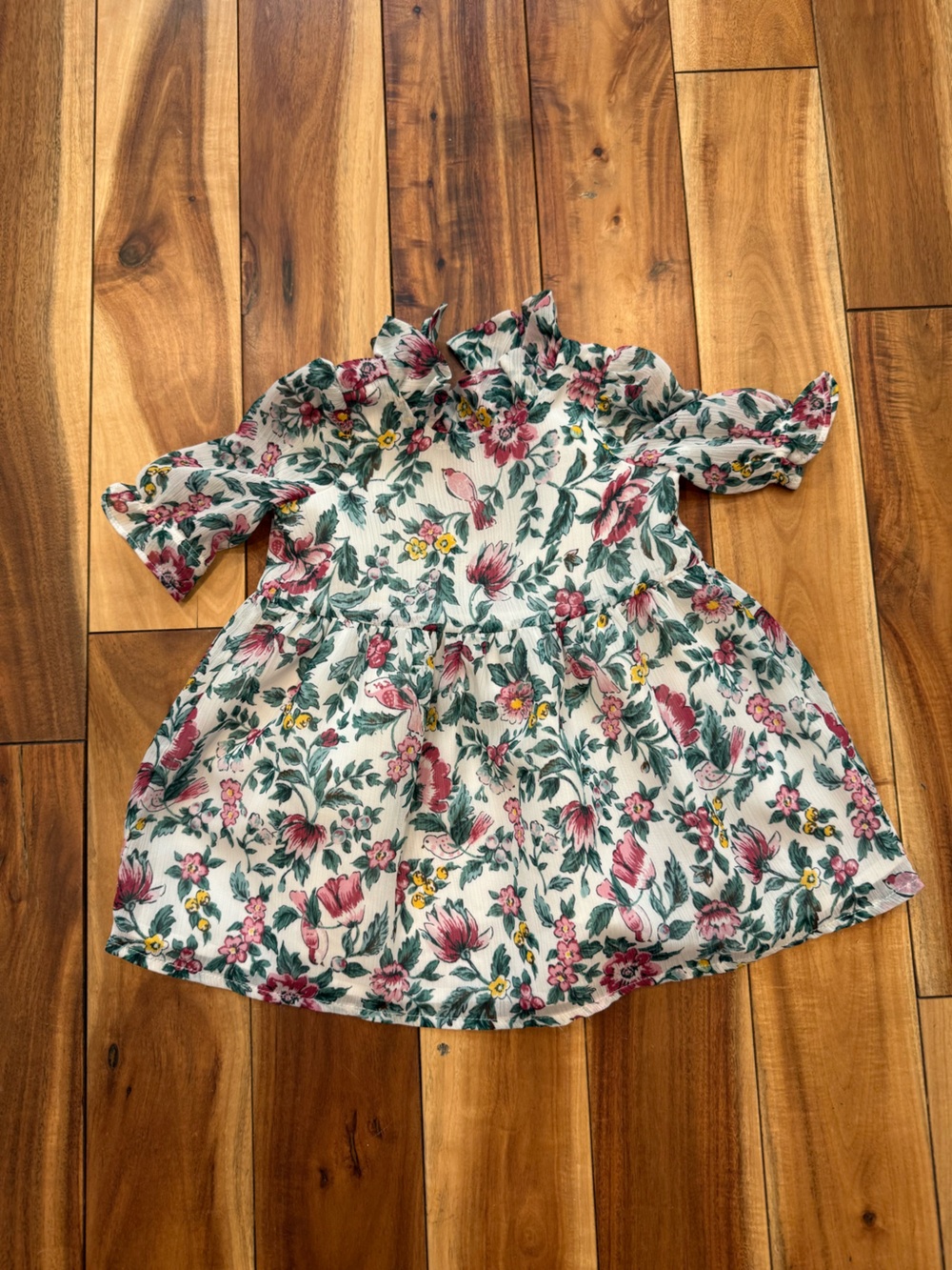 Janie and Jack Cream Floral Ruffle Dress